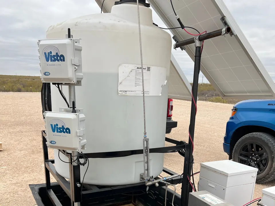 Vista controllers installed on a chemical tank with solar power