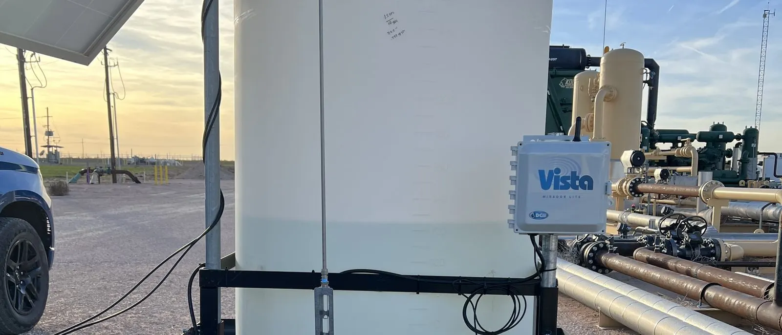 Vista-controlled tank and injection point at golden hour